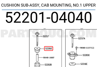 5220104040 Toyota CUSHIION SUB-ASSY, CAB MOUNTING, NO.1 UPPER