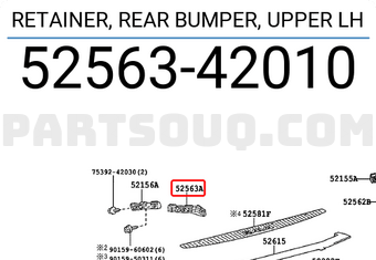 Toyota 5256342010 RETAINER, REAR BUMPER, UPPER LH