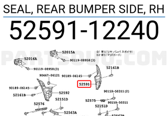 Toyota 5259112240 SEAL, REAR BUMPER SIDE, RH