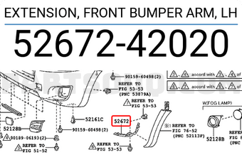 Toyota 5267242020 EXTENSION, FRONT BUMPER ARM, LH
