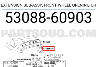 Toyota 5308860903 EXTENSION SUB-ASSY, FRONT WHEEL OPENING, LH