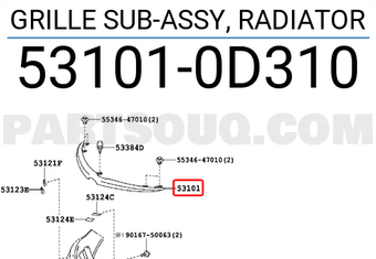 Toyota 531010D310 GRILLE SUB-ASSY, RADIATOR