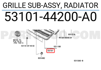 Toyota 5310144200A0 GRILLE SUB-ASSY, RADIATOR