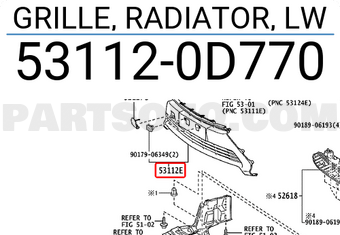 Toyota 531120D770 GRILLE, RADIATOR, LW