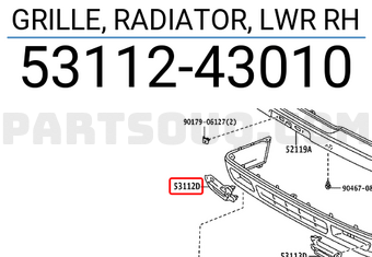Toyota 5311243010 GRILLE, RADIATOR, LWR RH