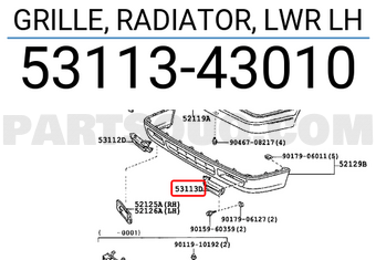Toyota 5311343010 GRILLE, RADIATOR, LWR LH