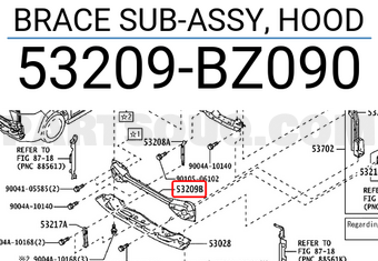 BRACE SUB-ASSY, HOOD 53209BZ090 | Toyota Parts | PartSouq