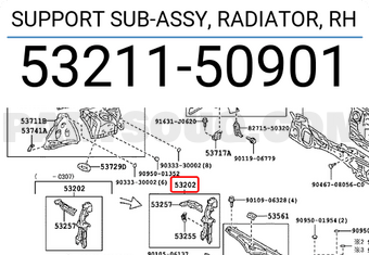 Toyota 5321150901 SUPPORT SUB-ASSY, RADIATOR, RH