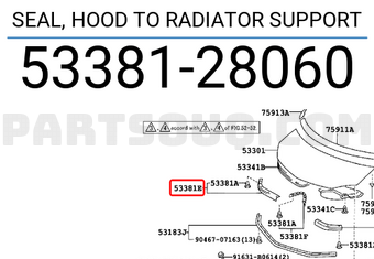 Toyota 5338128060 SEAL, HOOD TO RADIATOR SUPPORT