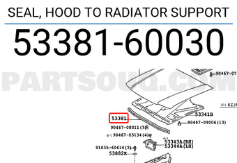 Toyota 5338160030 SEAL, HOOD TO RADIATOR SUPPORT