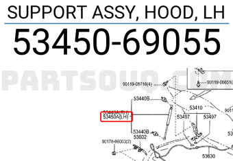 Toyota 5345069055 SUPPORT ASSY, HOOD, LH