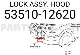 5351012620 Toyota LOCK ASSY, HOOD