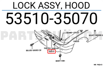 Toyota 5351035070 LOCK ASSY, HOOD