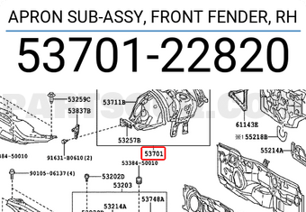 Toyota 5370122820 APRON SUB-ASSY, FRONT FENDER, RH