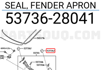 SEAL, FENDER APRON 5373628041 | Toyota Parts | PartSouq SEAL, FENDER APRON 5373628041 | Toyota Parts | PartSouq