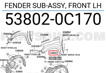 Toyota 538020C170 FENDER SUB-ASSY, FR