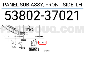 Toyota 5380237021 PANEL SUB-ASSY, FRONT SIDE, LH
