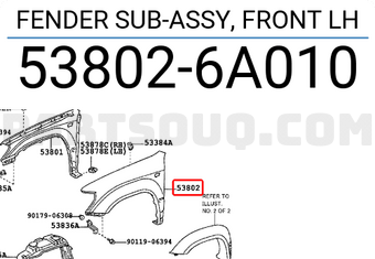 Toyota 538026A010 FENDER SUB-ASSY, FRONT LH