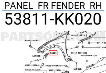 Toyota 53811KK020 PANEL FR FENDER RH