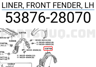 Toyota 5387628070 LINER, FRONT FENDER, LH