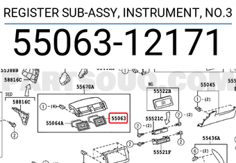 Toyota 5506312171 REGISTER SUB-ASSY, INSTRUMENT, NO.3