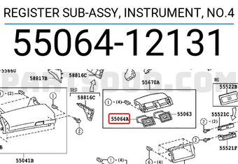 Toyota 5506412131 REGISTER SUB-ASSY, INSTRUMENT, NO.4