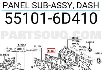 Toyota 551016D410 PANEL SUB-ASSY, DASH