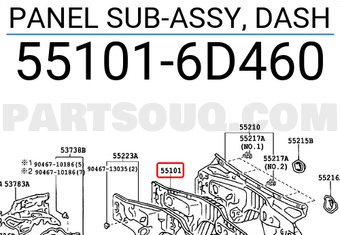 Toyota 551016D460 PANEL SUB-ASSY, DASH