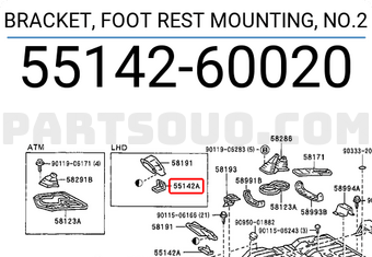 Toyota 5514260020 BRACKET, FOOT REST MOUNTING, NO.2