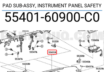 Toyota 5540160900C0 PAD SUB-ASSY, INSTRUMENT PANEL SAFETY