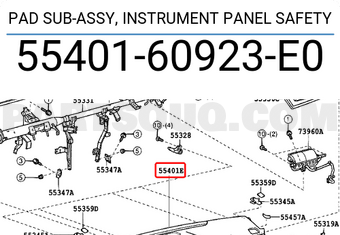 Toyota 5540160923E0 PAD SUB-ASSY, INSTRUMENT PANEL SAFETY