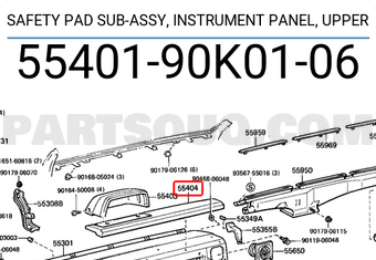 Toyota 5540190K0106 SAFETY PAD SUB-ASSY, INSTRUMENT PANEL, UPPER