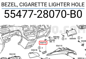 BEZEL, CIGARETTE LIGHTER HOLE 5547728070B0 | Toyota Parts | PartSouq