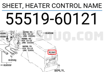 Toyota 5551960121 SHEET, HEATER CONTROL NAME