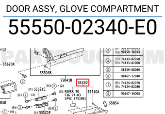 Toyota 5555002340E0 DOOR ASSY, GLOVE COMPARTMENT