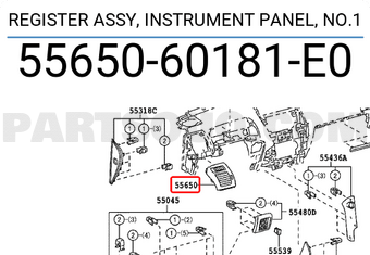 Toyota 5565060181E0 REGISTER ASSY, INSTRUMENT PANEL, NO.1