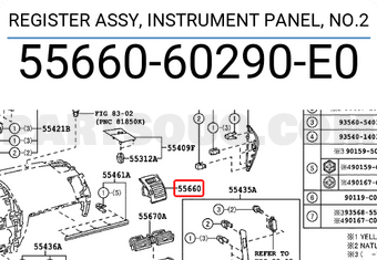 Toyota 5566060290E0 REGISTER ASSY, INSTRUMENT PANEL, NO.2