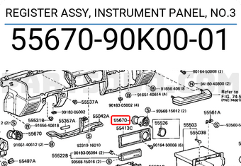 Toyota 5567090K0001 REGISTER ASSY, INSTRUMENT PANEL, NO.3