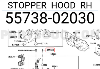 Toyota 5573802030 STOPPER HOOD RH