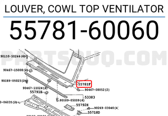Toyota 5578160060 LOUVER, COWL TOP VENTILATOR
