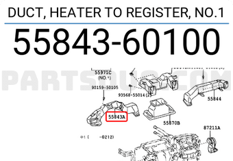 Toyota 5584360100 DUCT, HEATER TO REGISTER, NO.1