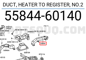 Toyota 5584460140 DUCT, HEATER TO REGISTER, NO.2
