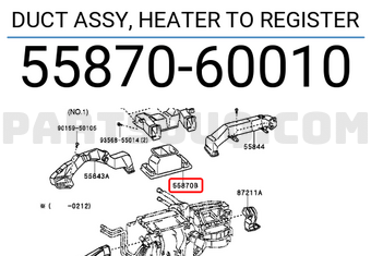 Toyota 5587060010 DUCT ASSY, HEATER TO REGISTER
