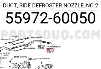 Toyota 5597260050 DUCT, SIDE DEFROSTER NOZZLE, NO.2