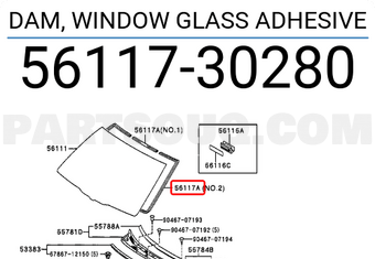 DAM, BACK WINDOW GLASS ADHESIVE 5611764010 | Toyota Parts | PartSouq