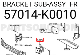 Toyota 57014K0010 BRACKET SUB-ASSY FR