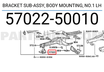 Toyota 5702250010 BRACKET SUB-ASSY, BODY MOUNTING, NO.1 LH