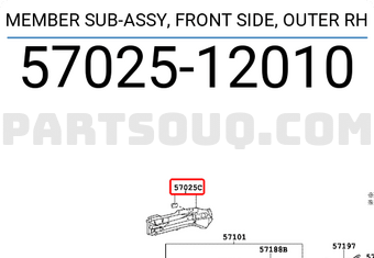Toyota 5702512010 MEMBER SUB-ASSY, FRONT SIDE, OUTER RH