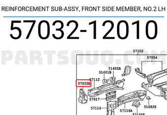 Toyota 5703212010 REINFORCEMENT SUB-ASSY, FRONT SIDE MEMBER, NO.2 LH