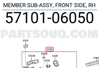 Toyota 5710106050 MEMBER SUB-ASSY, FRONT SIDE, RH